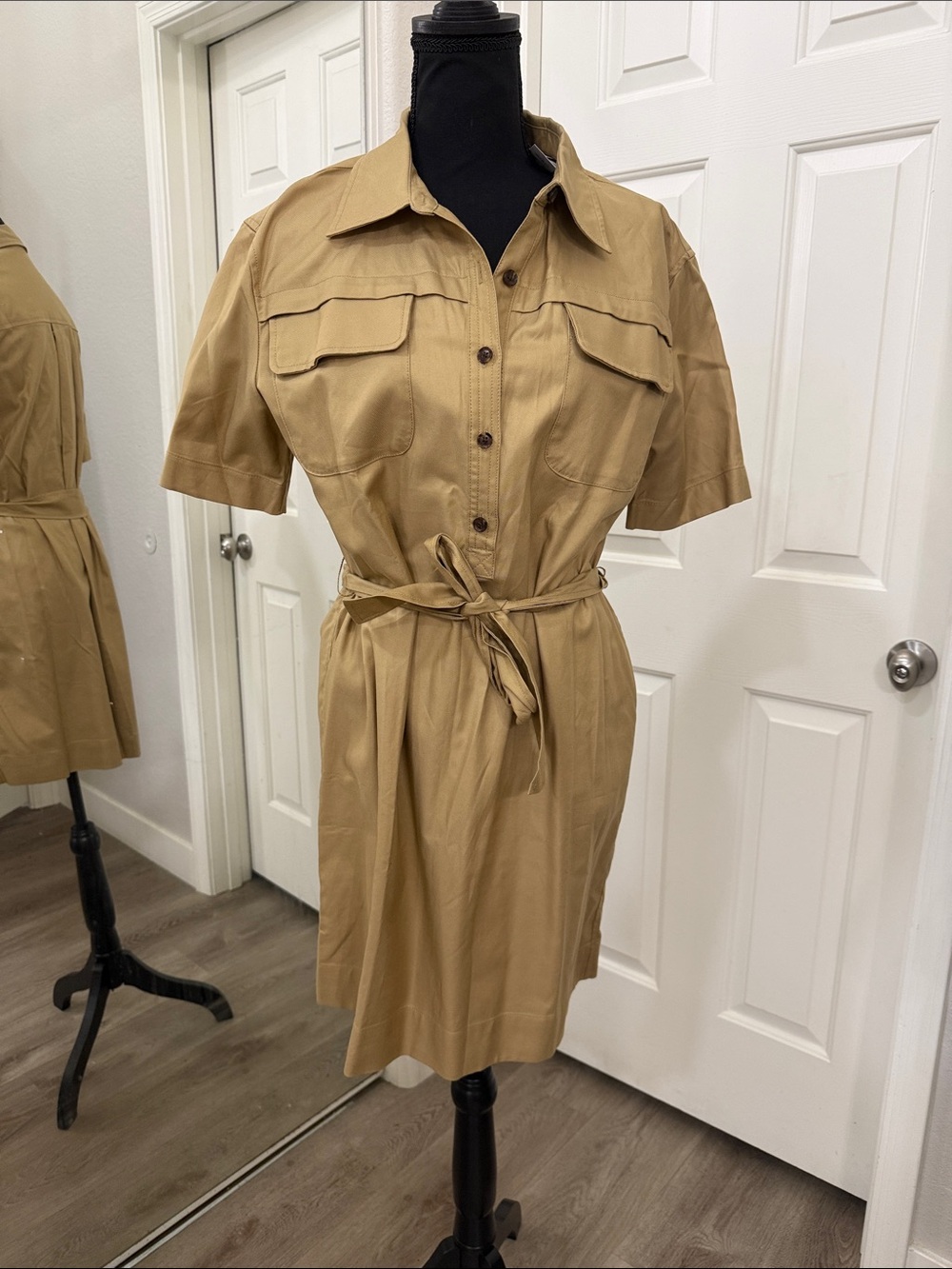 Banana Republic Khaki Shirt Dress with Tie Waist